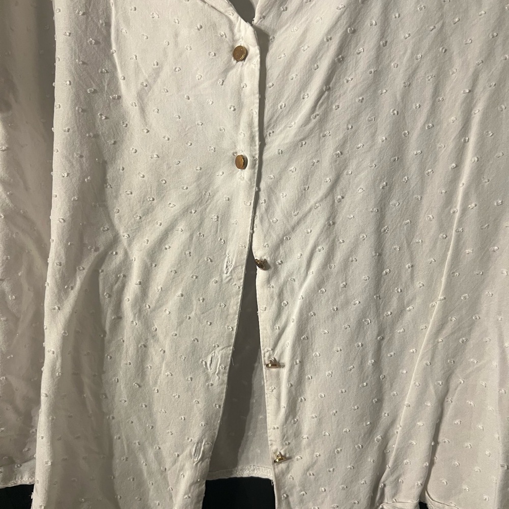 SHEIN Cream Button-Up Blouse - Picture 3 of 4